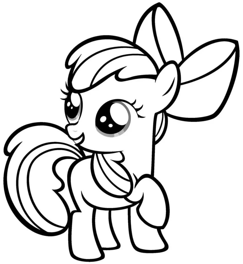 Desenhos do Meu Pequeno Pônei para colorir Kawaii Desenho adorável de pônei Meu Pequeno Pônei Kawaii para colorir. Arte fofa com traços delicados e laço charmoso.