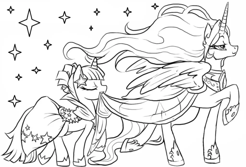 Desenhos do Meu Pequeno Pônei para colorir Rainha Desenho de Rainha Pônei para colorir: fantasia e magia celestial.