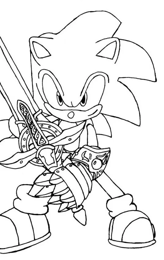 Desenhos do Sonic 2 para colorir Espada Sonic Cavaleiro para Colorir: Desenho do Sonic com Espada