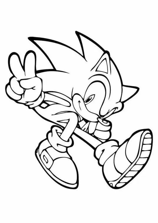 Desenhos do Sonic 2 para colorir Legal Sonic 2 para colorir: Desenho divertido do Sonic em pose amigável.