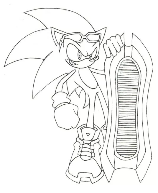 Desenhos do Sonic 2 para colorir Skate Sonic no Skate para Colorir: Desenho Detalhado do Personagem