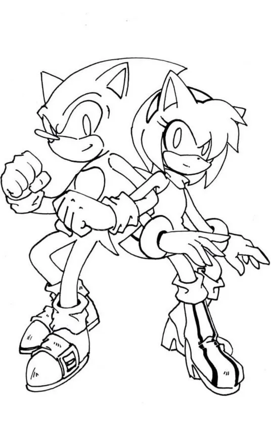 Desenhos do Sonic 2 para colorir Sonic E Amy Sonic e Amy para Colorir: Desenho do Sonic 2