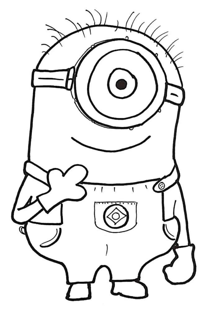 Minion Curioso para Colorir: Desenho Detalhado do Personagem