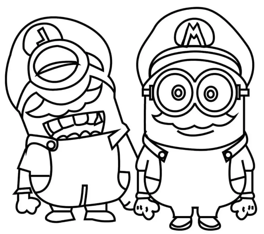 Minions Mario e Luigi para colorir: diversão garantida!