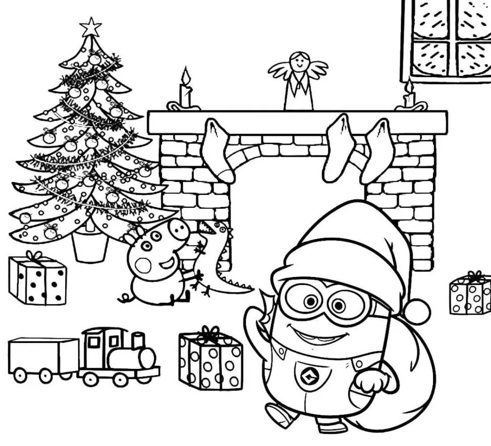 Minions Natalinos para Colorir: Desenho Temático Festivo