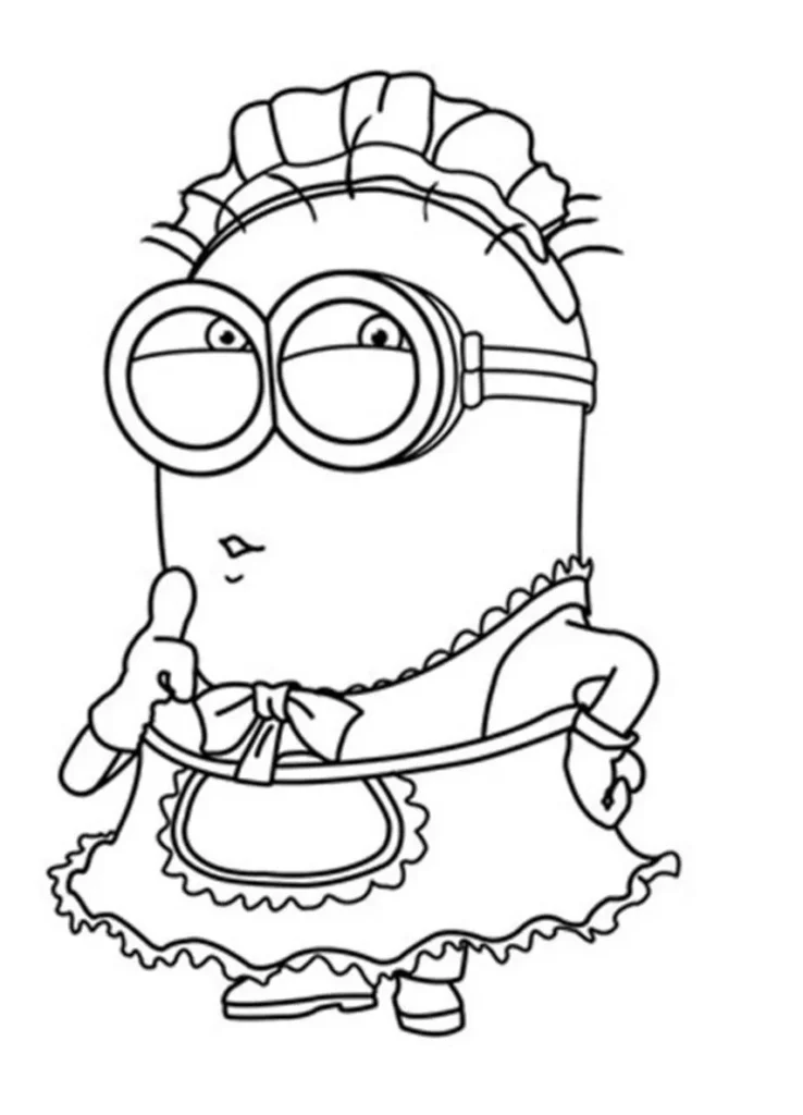 Minion Pensativo fantasiado para colorir. Imagem divertida para atividades criativas.