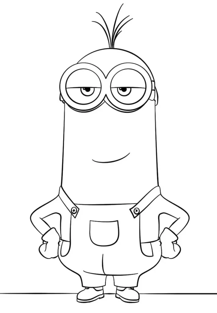 Minion Sabidão para colorir: Imagem detalhada em branco e preto.