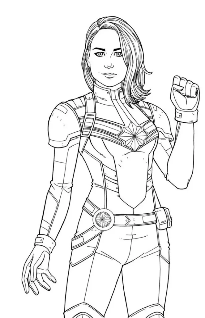 Capitã Marvel para colorir: Desenho de heroína em PDF