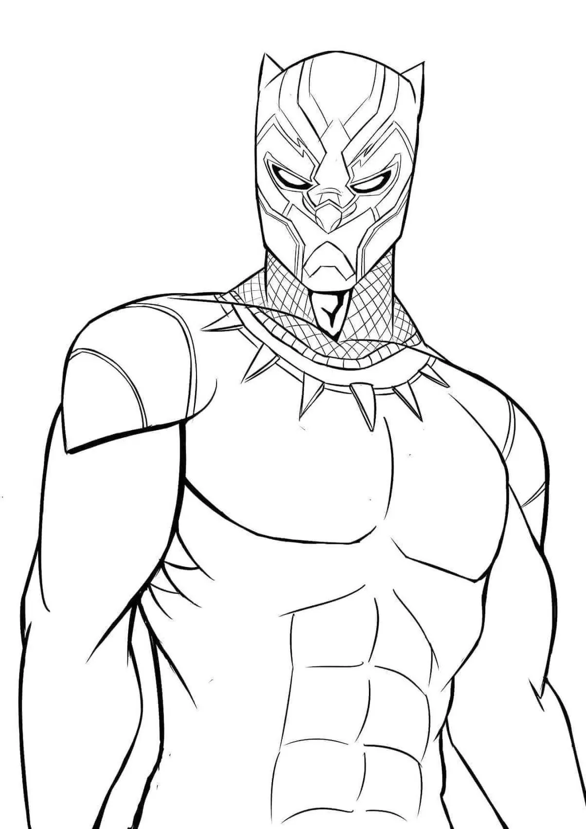 Pantera Negra Bravo para colorir em PDF: Desenho do super-herói em pose heroica.