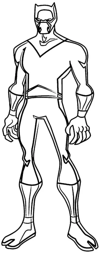 Pantera Negra para colorir: Desenho do super-herói em pose de ataque.