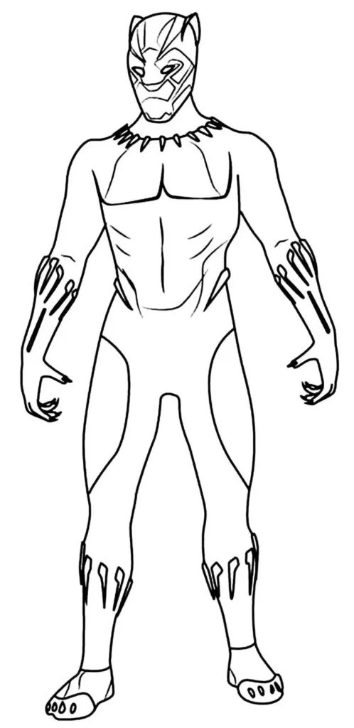 Pantera Negra com garras afiadas pronto para colorir em PDF.