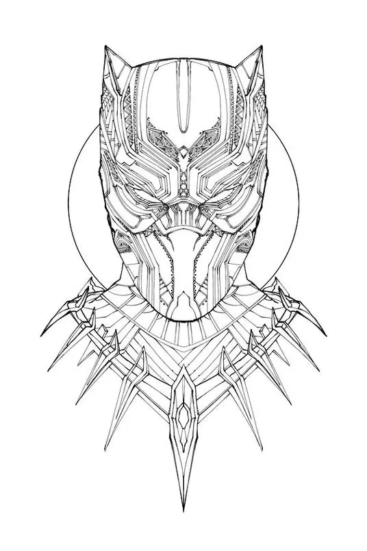 Pantera Negra: Desenho de Mandala para colorir em PDF