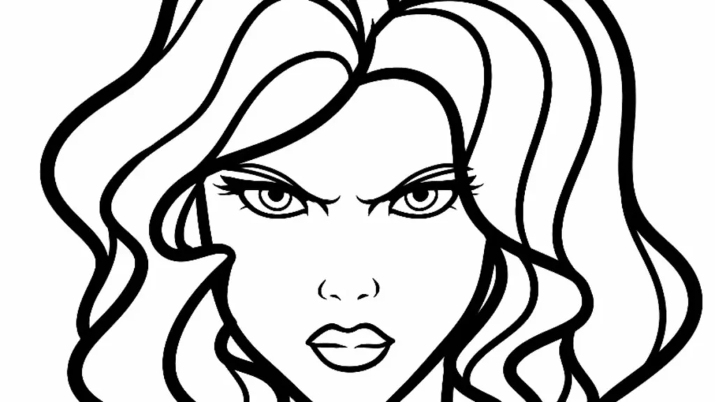 Viúva Negra para colorir: Desenho expressivo em PDF