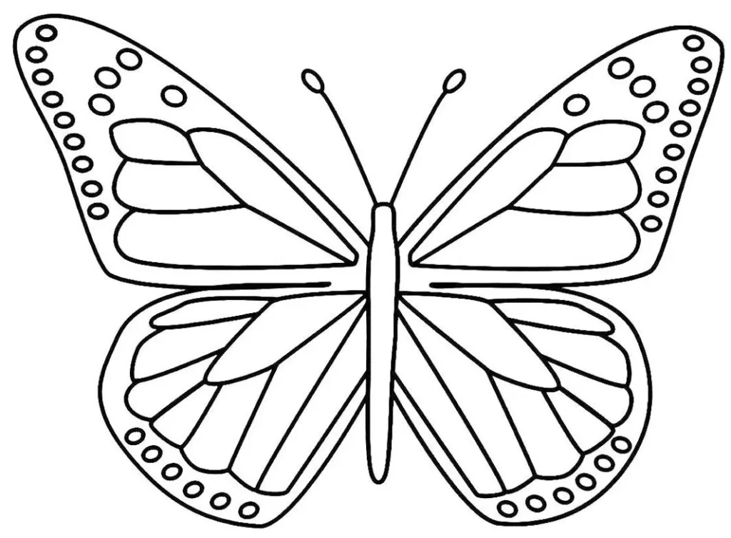 Borboleta Mandala em PDF para Colorir: Desenho estilizado com asas adornadas e círculos.