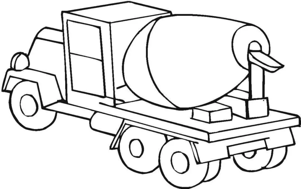 Desenho de Caminhão Betoneira em PDF para Colorir: Ideal para Crianças e Atividades Educacionais