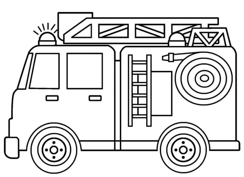 Desenho de Caminhão de Bombeiros para Colorir em PDF: Ideal para Crianças