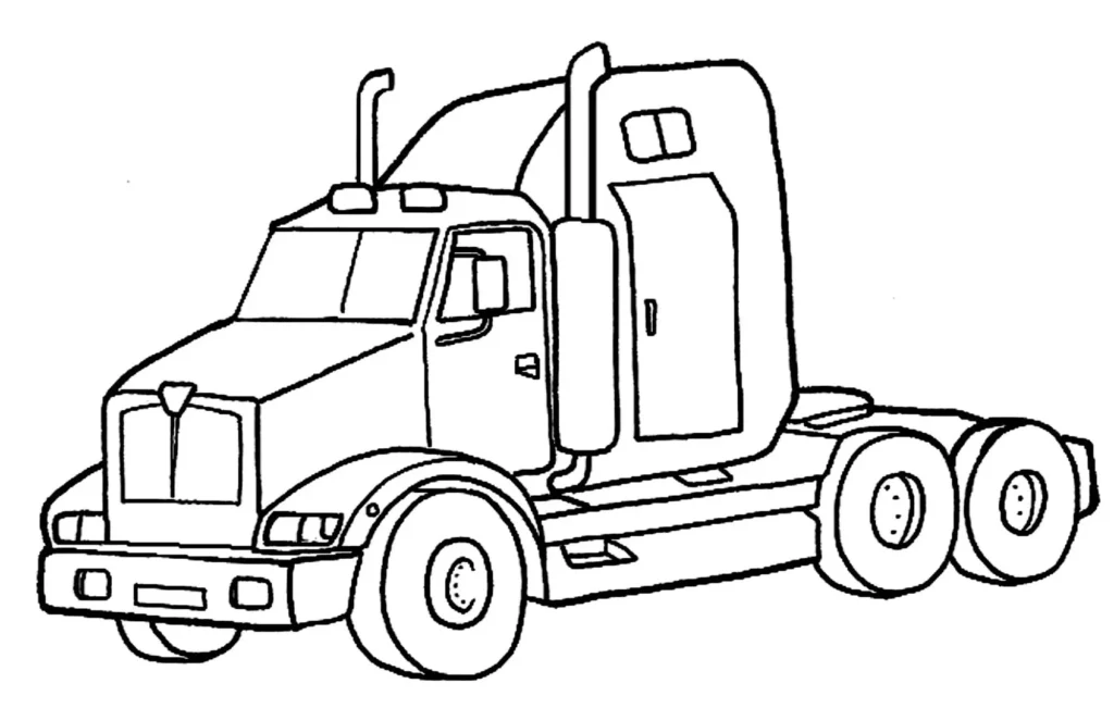 Desenho de Caminhão Cabine Alongada para Colorir em PDF: Ideal para Atividades de Pintura e Desenho