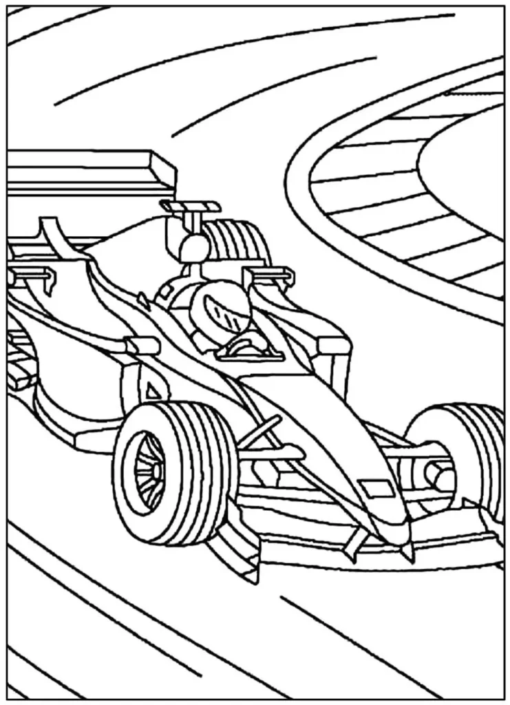 Carro de Fórmula 1 para colorir: Desenho do campeonato em PDF