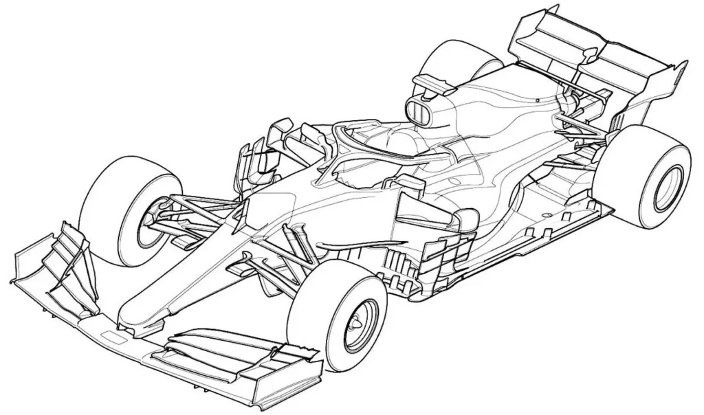Carro Fórmula 1 para colorir em PDF: explore a engenharia e o design