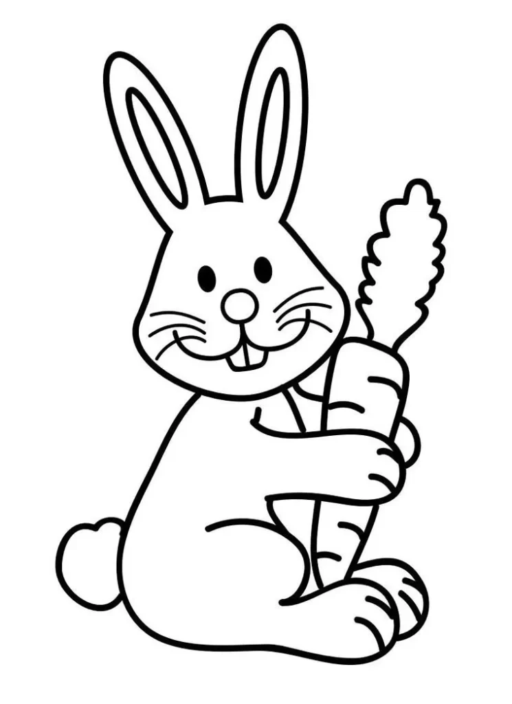 Coelho com cenoura para colorir em PDF