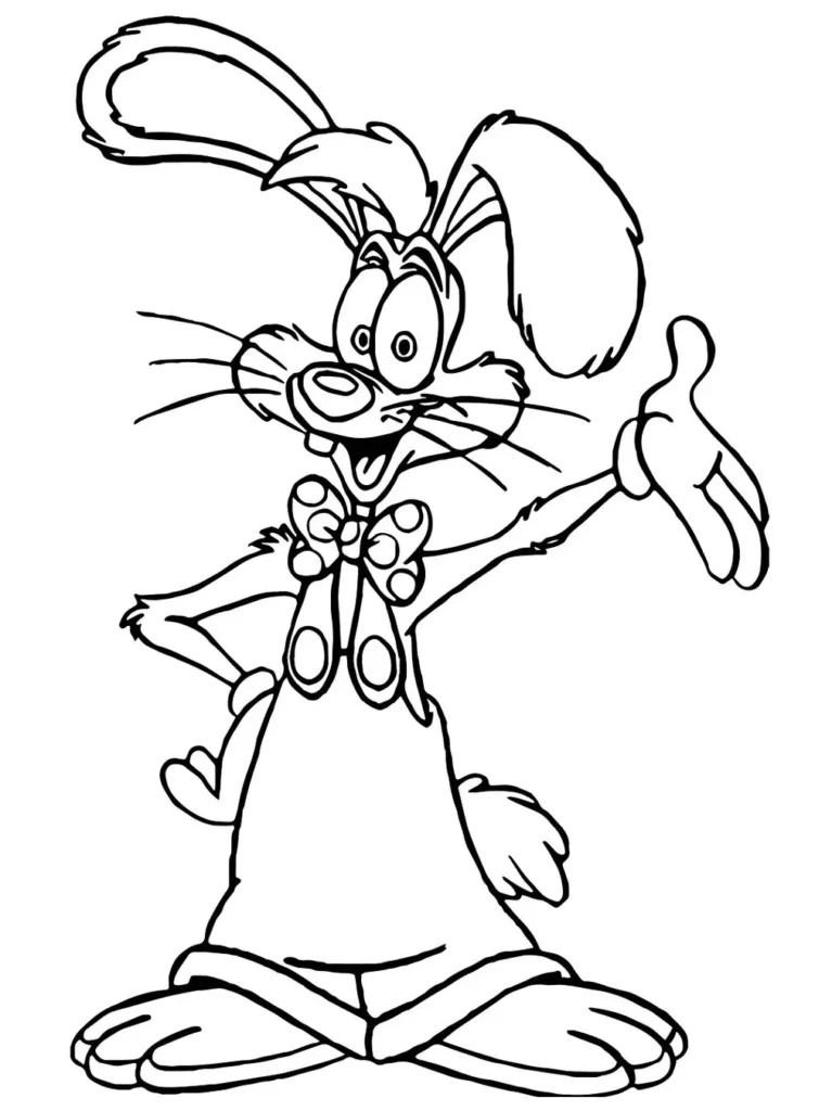 Coelho em pé para colorir em PDF: desenho divertido para crianças