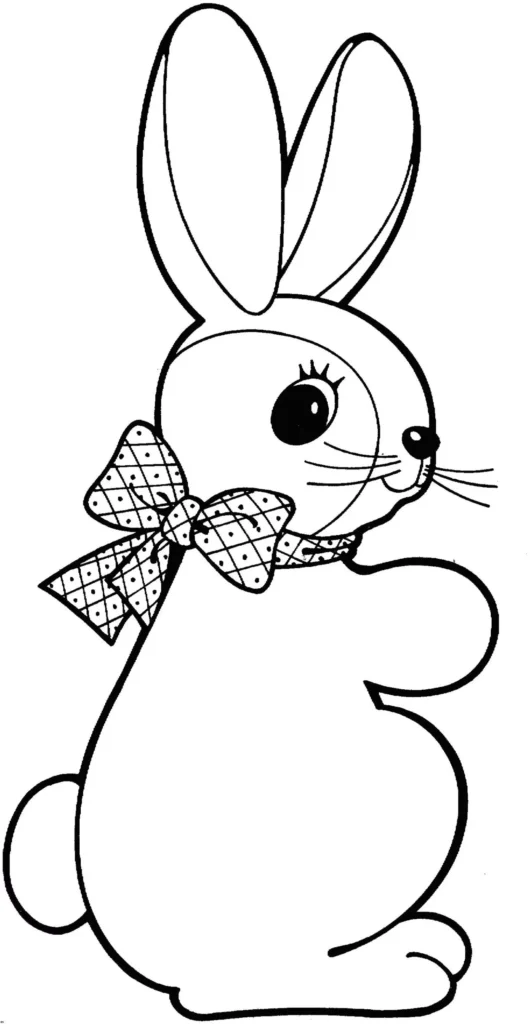 Coelho para colorir com gravata de laço quadriculada em PDF.