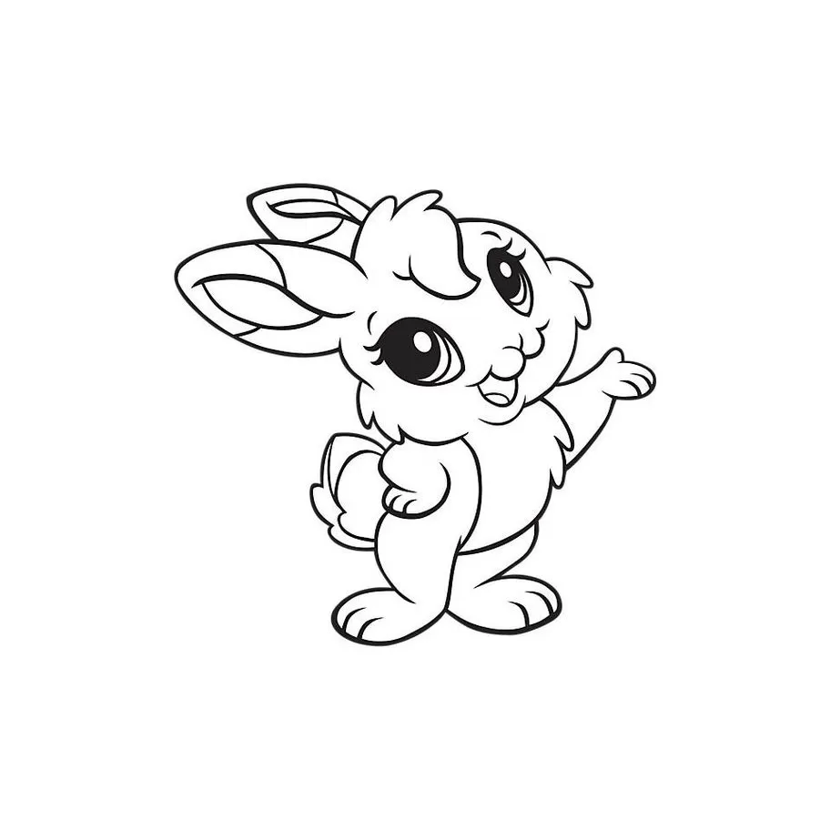 Coelho simpático com pata levantada para colorir em PDF.