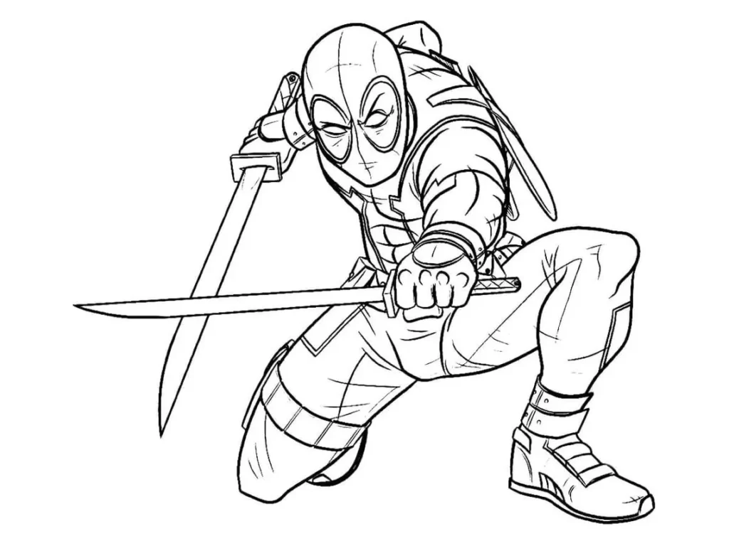 Desenhos de Deadpool em PDF para colorir Homem das Espadas Deadpool Homem das Espadas: desenho para colorir em PDF