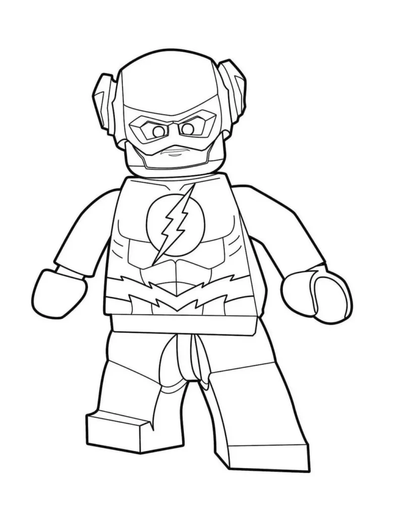 Boneco Lego do Flash com capacete e raio no peito