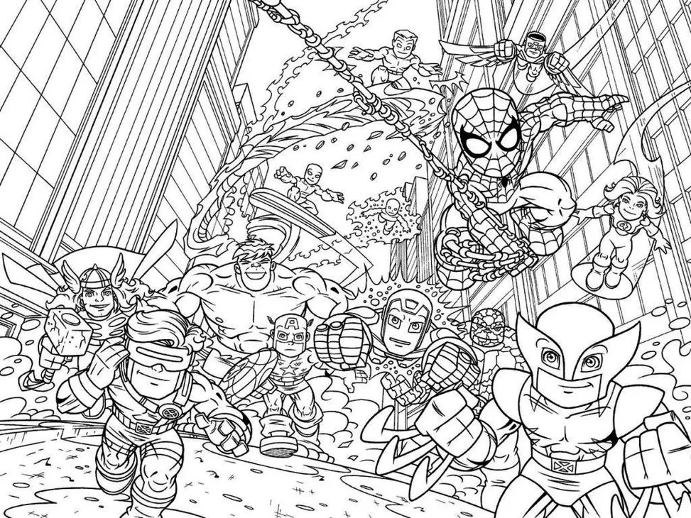 Super-heróis Lego Homem-Aranha em cenário urbano vibrante.