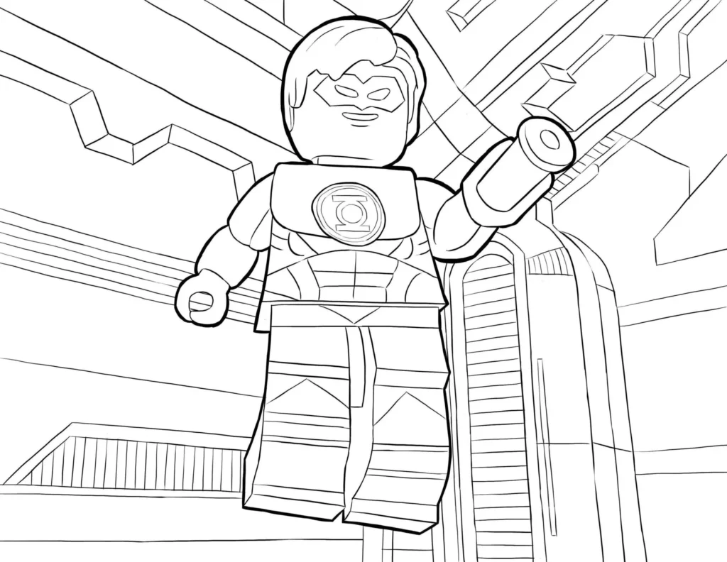 Lego Super Herói Lanterna Verde: Desenho em PDF do personagem para colorir.