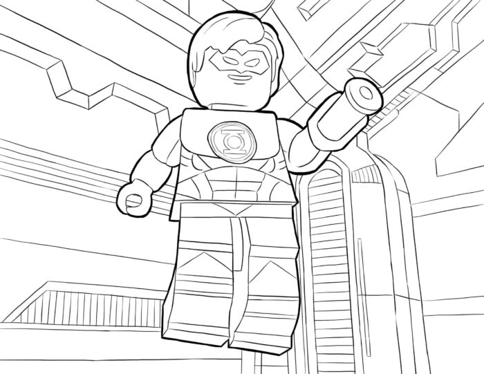 Lego Super Herói Lanterna Verde: Desenho em PDF do personagem para colorir.