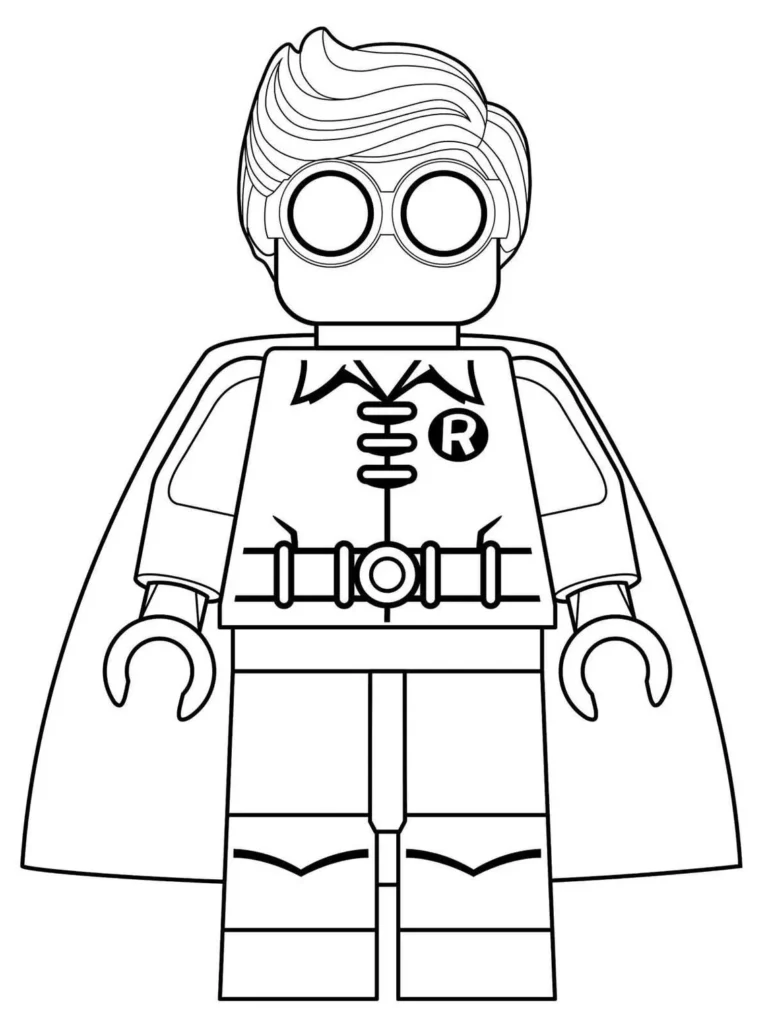 Boneco Lego Robin: Desenho para colorir do Super Herói em PDF