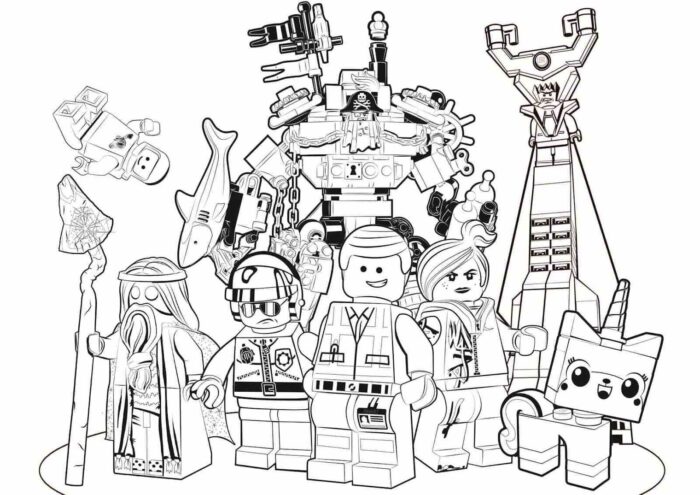 Bonecos Lego Super Heróis do filme 'Uma Aventura Lego' para colorir em PDF