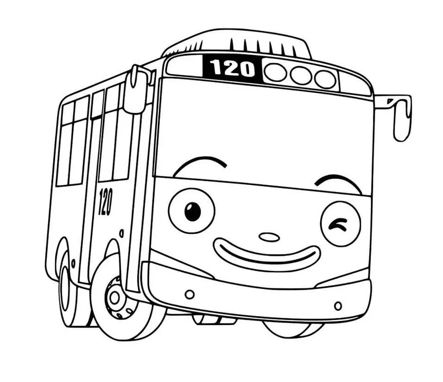 Desenho de ônibus para colorir com o número 120, ideal para crianças.