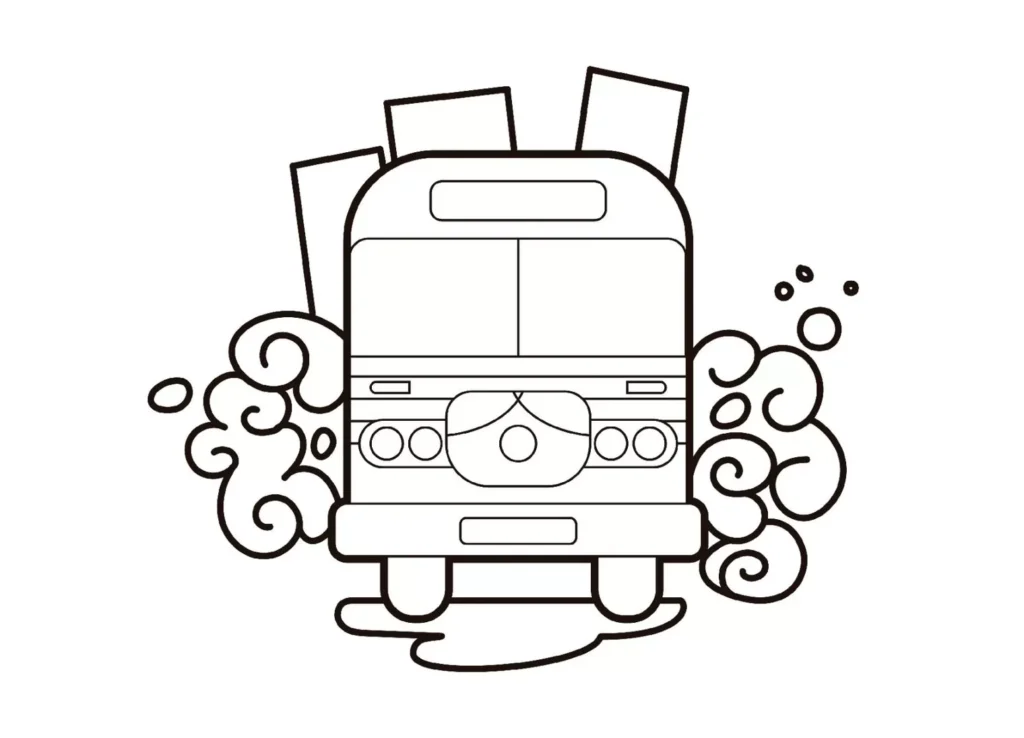 Desenho de ônibus escolar para colorir, ideal para atividades criativas.