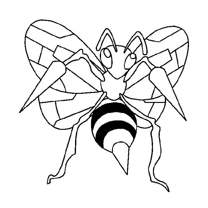 Beedrill para colorir: Desenho do Pokémon Brocabelha detalhado