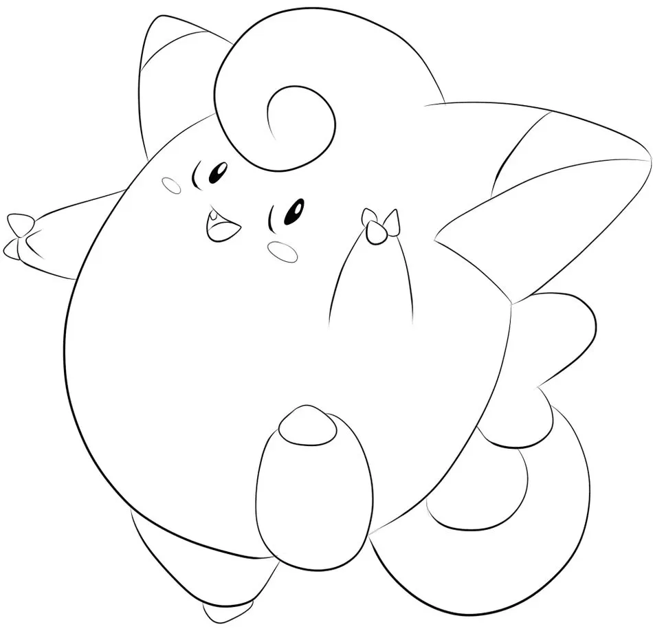 Clefairy para colorir: Desenho do Pokémon Clafada para atividades artísticas