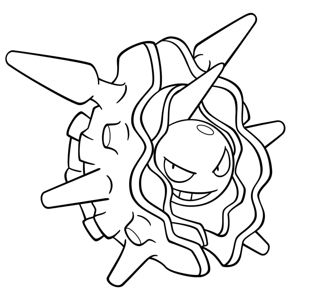 Desenho de Pokémon Cloyster (Cascostra) para colorir: arte final detalhada