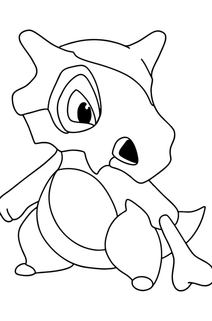 Cubone para colorir: Desenho do Pokémon Ossote sentado