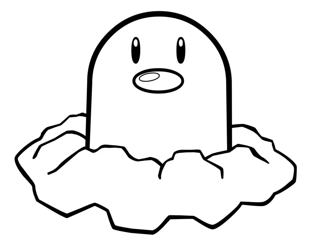 Diglett para Colorir: Desenho de Pokémon do Tipo Terra