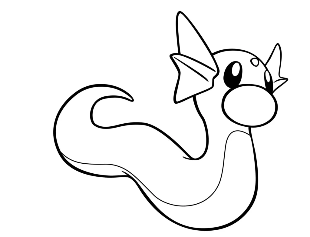Dratini para colorir: Desenho do Pokémon Draguinho serpentino