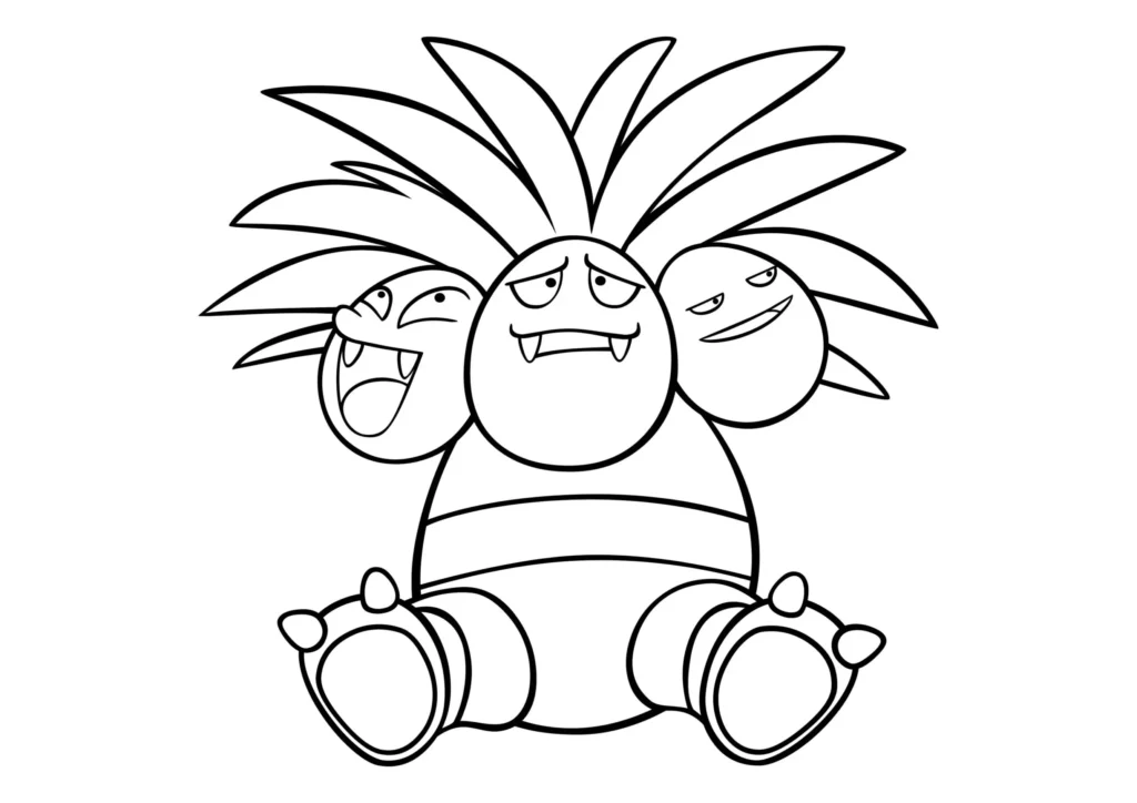 Exeggutor para Colorir: Desenho do Pokémon Executovo com Três Cabeças