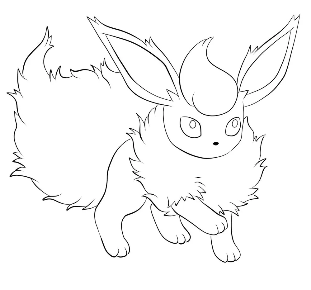 Desenho de Pokémon Flareon para colorir: Faíscalha em detalhes