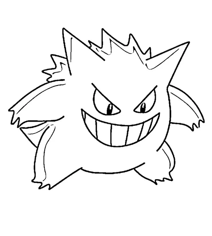 Gengar para colorir: Desenho de Pokémon Espectroca para pintar