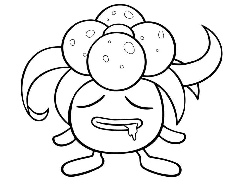 Gloom, o Pokémon Floristeza para colorir: Desenho detalhado para atividades criativas