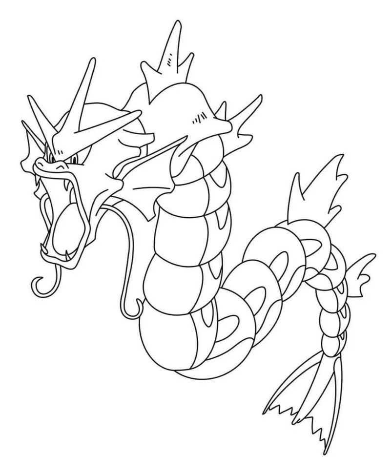 Gyarados para Colorir: Desenho do Pokémon Aquático Boitatá