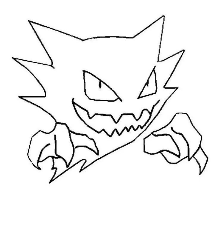 Pokémon Haunter para colorir: desenho horripilante do tipo fantasma