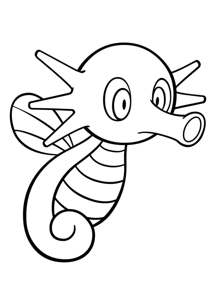 Pokémon Horsea para Colorir Estilo Marvalo: Desenho Detalhado