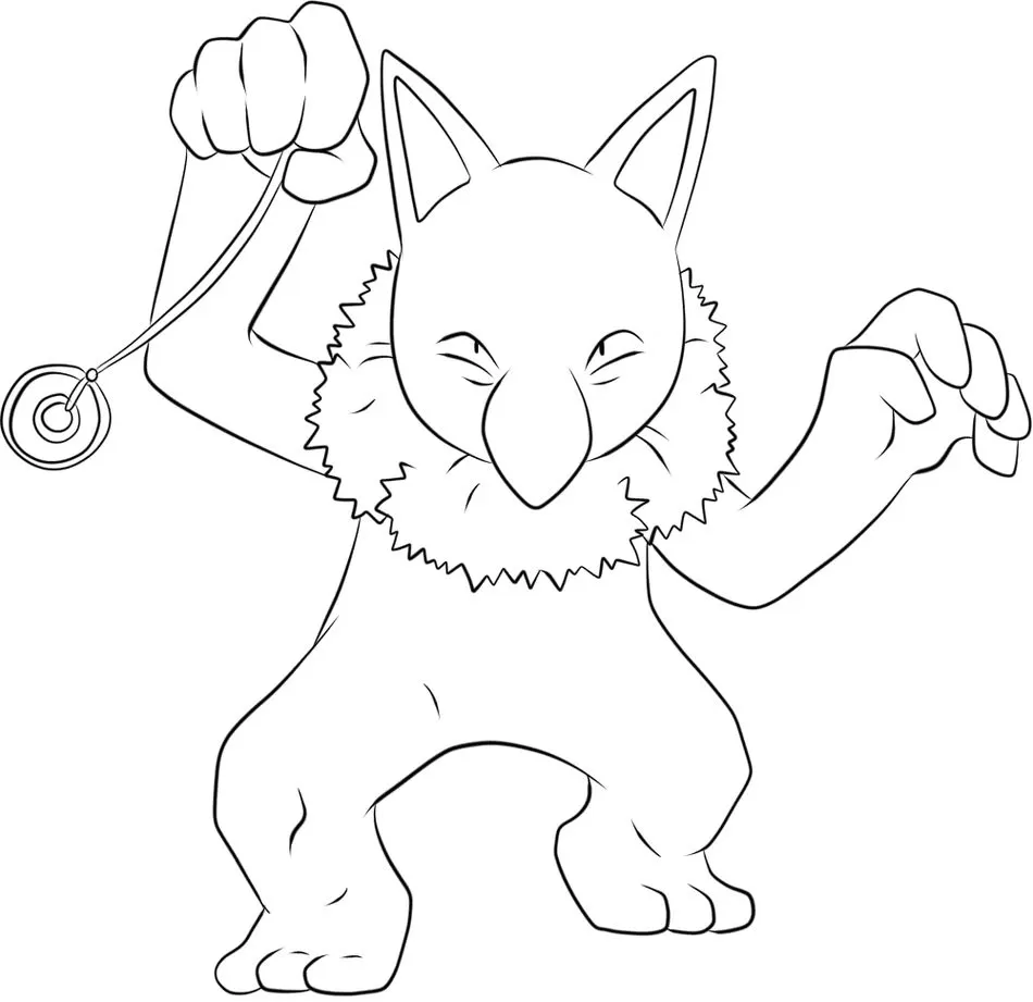 Hypno para colorir: Desenho do Pokémon Hypno com pêndulo